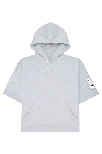 7 Days Active, Organic Short Sleeve Hoodie, Heather Grey